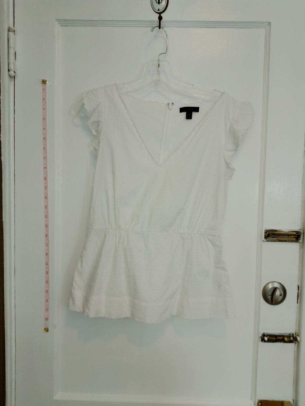 J. Crew Women White Women's Eyelet Peplum Top - Classic Style 0 XS